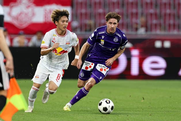 SOCCER - BL, RBS vs A.Wien SALZBURG,AUSTRIA,30.AUG.26 - SOCCER - ADMIRAL Bundesliga, Red Bull Salzburg vs FK Austria Wien. Image shows Sota Kitano (RBS) and Reinhold Ranftl (A.Wien).  GEPAxpictures xMathiasxMandl