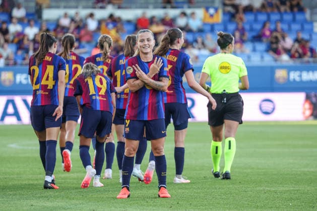 Spain - Liga F Moeve - FC Barcelona, Barca vs CA Tenerife - 30 08 2026 SPAIN, BARCELONA, AUGUST 30. Claudia Pina of FC Barcelona celebrates after scoring her team s opening goal during the La Liga F Moeve match between FC Barcelona and CA Tenerife, on August 30, 2026 at Estadi Johan Cruyff in Barcelona, Spain. Photo by Manuel Blondeau AOP.Press Barcelona Estadi Johan Cruyff Catalunya Spain Copyright: x ManuelxBlondeau AOP.Pressx AOP20260830-006