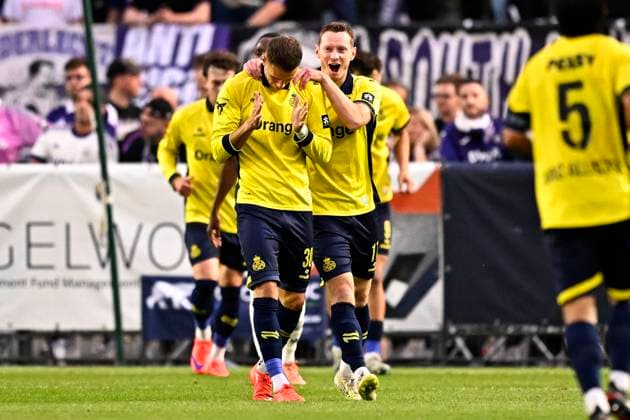 Royale Union Saint-Gilloise v RSC Anderlecht - Jupiler Pro League BRUSSELS, BELGIUM - AUGUST 30 : Florucz Raul Alexander forward of Royale Union Saint-Gilloise celebrates after scoring a goal to make it 3-0 during the Jupiler Pro League match between Royale Union Saint-Gilloise and RSC Anderlecht on August 30, 2026 in Brussels, Belgium, 30 08 2026 Brussels Belgium  Copyright: xTomasxSiskx