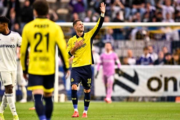 Royale Union Saint-Gilloise v RSC Anderlecht - Jupiler Pro League BRUSSELS, BELGIUM - AUGUST 30 : Florucz Raul Alexander forward of Royale Union Saint-Gilloise celebrates after scoring a goal to make it 3-0 during the Jupiler Pro League match between Royale Union Saint-Gilloise and RSC Anderlecht on August 30, 2026 in Brussels, Belgium, 30 08 2026 Brussels Belgium  Copyright: xTomasxSiskx