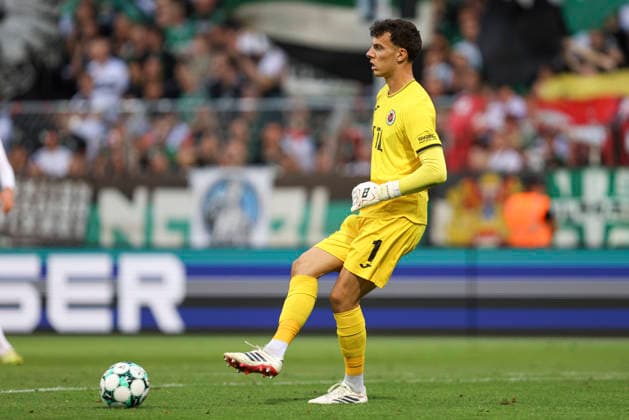 Goalkeeper Arne Schulz of FC Viktoria Cologne in action, on the ball, making a solo play during the 3. Liga match between Viktoria Cologne and Preussen Münster at Sportpark Höhenberg on August 30, 2026, in Cologne, Germany. Photo by Oliver Kaelke, DeFodi Images. Goalkeeper Arne Schulz of FC Viktoria Cologne controls the ball during the 3. Liga match between Viktoria Cologne and Preussen Münster at Sportpark Höhenberg on August 30, 2026 in Cologne, Germany Photo by Oliver Kaelke DeFodi Images DFB and DFL regulations prohibit any use of photographs as image sequences and or quasi-video Photo by Oliver Kaelke DeFodi Images