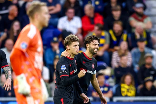 2026-08-30 SC Cambuur v FC Twente - Dutch Eredivisie LEEUWARDEN, NETHERLANDS - AUGUST 30: Ruud Nijstad of FC Twente celebrates after scoring his sides first goal during the Dutch Eredivisie match between SC Cambuur and FC Twente at Kooi Stadion on August 30, 2026 in Leeuwarden, Netherlands. Leeuwarden Kooi Stadion Netherlands Content not available for redistribution in The Netherlands directly or indirectly through any third parties. Copyright: xPieterxvanxderxWoudex