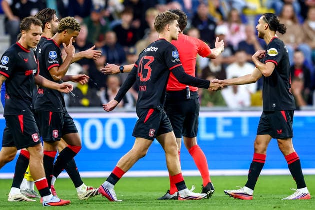 2026-08-30 SC Cambuur v FC Twente - Dutch Eredivisie LEEUWARDEN, NETHERLANDS - AUGUST 30: Ruud Nijstad of FC Twente celebrates after scoring his sides first goal during the Dutch Eredivisie match between SC Cambuur and FC Twente at Kooi Stadion on August 30, 2026 in Leeuwarden, Netherlands. Leeuwarden Kooi Stadion Netherlands Content not available for redistribution in The Netherlands directly or indirectly through any third parties. Copyright: xPieterxvanxderxWoudex