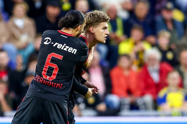 2026-08-30 SC Cambuur v FC Twente - Dutch Eredivisie LEEUWARDEN, NETHERLANDS - AUGUST 30: Ruud Nijstad of FC Twente celebrates after scoring his sides first goal during the Dutch Eredivisie match between SC Cambuur and FC Twente at Kooi Stadion on August 30, 2026 in Leeuwarden, Netherlands. Leeuwarden Kooi Stadion Netherlands Content not available for redistribution in The Netherlands directly or indirectly through any third parties. Copyright: xPieterxvanxderxWoudex