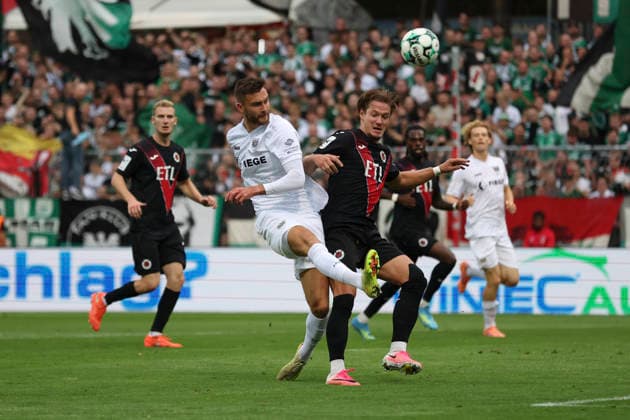 Felix Higl of SC Preussen Münster and Tobias Eisenhuth of FC Viktoria Cologne battle for the ball during the 3. Liga match between Viktoria Cologne and Preussen Münster at Sportpark Höhenberg on August 30, 2026, in Cologne, Germany Photo by Oliver Kaelke, DeFodi Images Felix Higl of SC Preussen Muenster and Tobias Eisenhuth of FC Viktoria Koeln battle for the ball during the 3. Liga match between Viktoria Koeln and Preussen Muenster at Sportpark Hoehenberg on August 30, 2026 in Cologne, Germany. Photo by Oliver Kaelke, DeFodi Images. DFB and DFL regulations prohibit any use of photographs as image sequences and or quasi-video. Photo by Oliver Kaelke, DeFodi Images.
