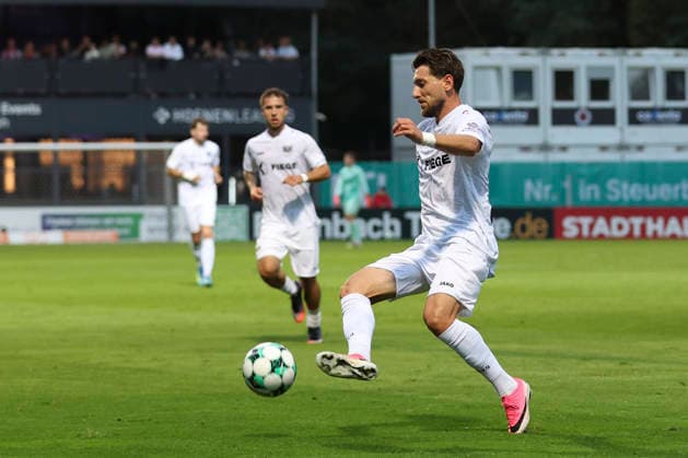 Charalambos Makridis of SC Preussen Münster in action, on the ball, making a solo run during the 3. Liga match between Viktoria Cologne and Preussen Münster at Sportpark Höhenberg on August 30, 2026, in Cologne, Germany. Photo by Oliver Kaelke, DeFodi Images. Charalambos Makridis of SC Preussen Münster controls the ball during the 3. Liga match between Viktoria Köln and Preussen Münster at Sportpark Höhenberg on August 30, 2026 in Cologne, Germany. Photo by Oliver Kaelke, DeFodi Images. DFB and DFL regulations prohibit any use of photographs as image sequences and or quasi-video. Photo by Oliver Kaelke, DeFodi Images