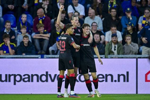 LEEUWARDEN , 30-08-2026 , Kooi Stadium , season 2026 2027 , Dutch Eredivisie football , match between SC Cambuur and FC Twente , picture shows goal celebration FC Twente player Wout Weghorst 0-2 Cambuur - Twente  x206259589x Copyright: