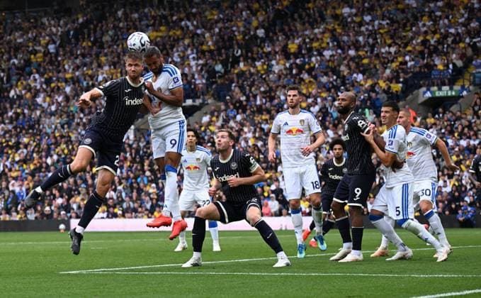 Kristoffer Ajer of Brentford and Dominic Calvert-Lewin of Leeds United Leeds United v Brentford, Premier League Football, Football, Elland Road, Leeds, UK - 30 Aug 2026Leeds Elland Road United Kingdom EDITORIAL USE ONLY No use with unauthorised audio, video, data, fixture lists, club league logos or live services. Online in-match use limited to 120 images, no video emulation. No use in betting, games or single club league player publications.  Copyright: xAnnaxGowthorpe Shutterstockx 17119080ax