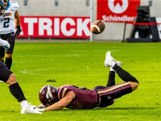 Inkomplett pass to 85 Tim Sauerland (Tight End) Rhein Fire Rhein Fire vs Alpine Rams, Panthers Wroclawl, American Football League Europe, Semi Final, 2026, 30.08.2026, Duisburg Schauinsland-Reisen-Arena Germany Copyright: xPFA ChristopherxMettkenx