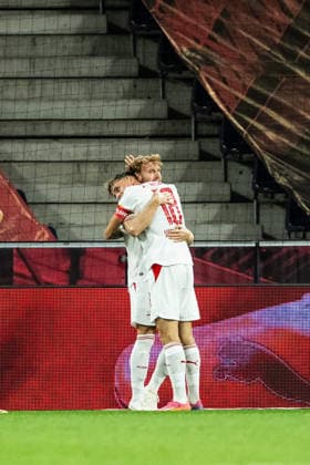 SOCCER - BL, RBS vs A.Wien SALZBURG,AUSTRIA,30.AUG.26 - SOCCER - ADMIRAL Bundesliga, Red Bull Salzburg vs FK Austria Wien. Image shows the rejoicing of RBS.  GEPAxpictures xJulioxArellano