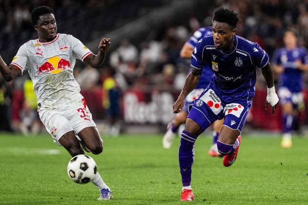 SOCCER - BL, RBS vs A.Wien SALZBURG,AUSTRIA,30.AUG.26 - SOCCER - ADMIRAL Bundesliga, Red Bull Salzburg vs FK Austria Wien. Image shows Aboubacar Camara (RBS) and Kelvin Boateng (A.Wien).  GEPAxpictures xJulioxArellano