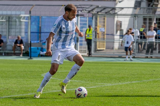 Michael Eberwein, TSV 1860 Munich, 13 GER, TSV 1860 Munich vs. TSV Landsberg 1882, Soccer, Bavarian Regional League, Matchday 6, 2026–2027 Season, August 30, 2026 DFL DFB regulations prohibit any use of photographs as image sequences and or quasi-video. Photo: HMB Media, Heike Feiner Copyright: HMBxMedia HeikexFeiner