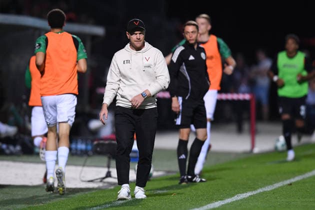 Soccer, 3rd Division, Matchday 3: FC Viktoria Köln vs. SC Preußen Münster on August 30, 2026, at Sportpark Höhenberg in Cologne. Marian Wilhelm, Head Coach, Cologne. DFB regulations prohibit any use of photographs as image sequences and or quasi-video. xRx