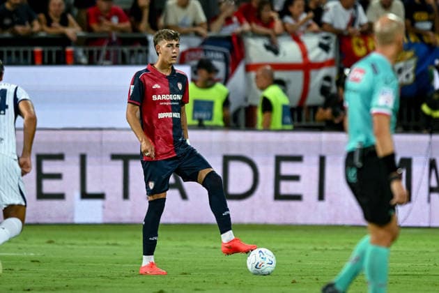 Cagliari s Juan Martin Rodriguez Camejo in action during the Serie A soccer match between Cagliari Calcio and F.C. Internazionale at the Unipol Domus in Cagliari, Sardinia - Sunday 30th august 2026. - Soccer  Copyright: xGianlucaxZuddas LaPressex