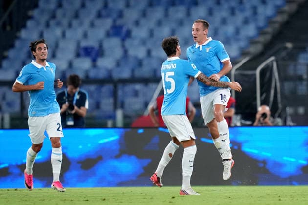 Lazio™s Davide Frattesi celebrates after scoring during the Serie A EniLive soccer match between Lazio and Genoa at the Rome s Olympic stadium, Italy - Sunday August 30, 2026 - Soccer ( Photo by Alfredo Falcone LaPresse )  Copyright: xAlfredoxFalcone LaPressex