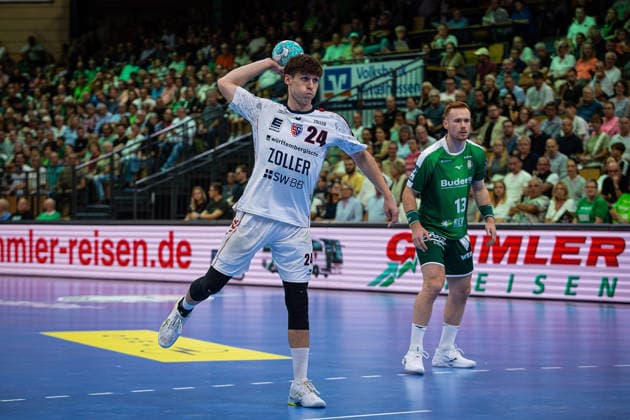 August 30, 2026, xovx, Opel Handball Bundesliga, HSG Wetzlar vs. SG BBM Bietigheim; Maxim Orlov (SG BBM Bietigheim), Tomas Piroch (HSG Wetzlar); Wetzlar, Buderus Arena, Hesse, Germany, DE