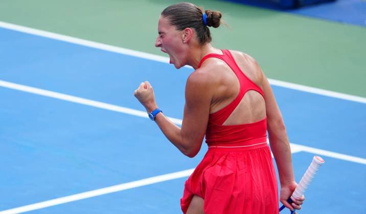 Marta Kostyuk celebrates her first round win over Storm Hunter 2026 US Open, Day One, USTA Billie Jean King National Tennis Center, New York, USA - 30 Aug 2026New York USTA Billie Jean King National T New York (NY) United States of America EDITORIAL USE ONLY No use with unauthorised audio, video, data, fixture lists, club league logos or live services. Online in-match use limited to 120 images, no video emulation. No use in betting, games or single club league player publications.  Copyright: xJavierxGarcia Shutterstockx 17124546ba