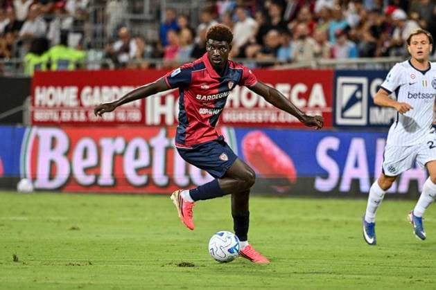 IPA87947018 - Michel Adopo of Cagliari Calcio during the Cagliari Calcio vs. Inter - FC Internazionale Serie A soccer match in Cagliari, Italy, on August 30, 2026  Copyright: xLuigixCanu IPAxSportx xx 87947018