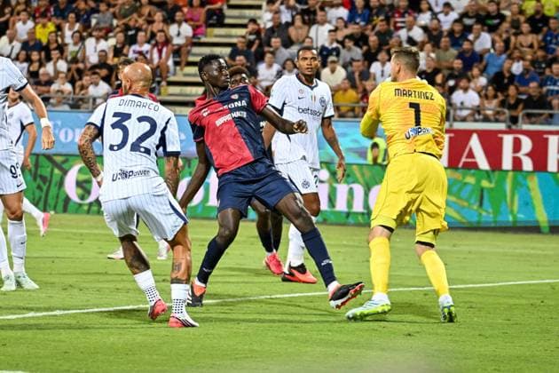 IPA87947045 - Paul Mendy of Cagliari Calcio during the Cagliari Calcio vs. Inter - FC Internazionale Italian Serie A soccer match in Cagliari, Italy, on August 30, 2026  Copyright: xLuigixCanu IPAxSportx xx 87947045