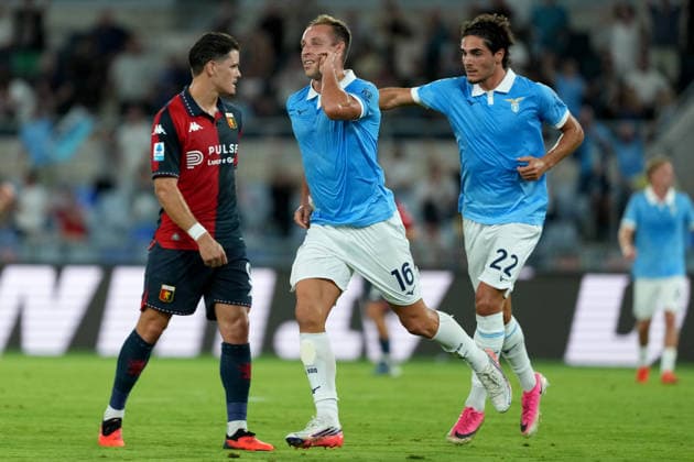 Davide Frattesi of SS Lazio celebrastes sfter scoring the goal of 1-0 during the Serie A 2026 2027 football match between SS Lazio and Genoa CFC at Stadio Olimpico in Rome (Italy), August 30, 2026. AntoniettaxBaldassarre