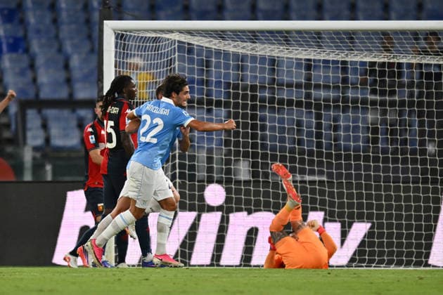 IPA87947404 - Davide Frattesi of S.S. Lazio celebrates after scoring the goal that made the score 1-0 during Matchday 2 of the Serie A Championship between S.S. Lazio and Genoa C.F.C. at the Olympic Stadium on August 30, 2026, in Rome, Italy.  Copyright: xDomenicoxCippitelli IPAxSportx xx 87947404