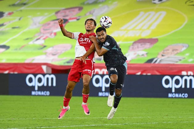 FOOTBALL : AS Monaco VS Olympique de Marseille - Ligue 1 McDonald s - 30 08 2026 Paris Brunner (ASM) CJ Egan-Riley (OM) - Ligue 1 McDonald s match between AS Monaco and Olympique de Marseille on August 30, 2026 at the Louis II Stadium in Monaco. MonacoMonaco  Copyright: xWilliamxCannarellax