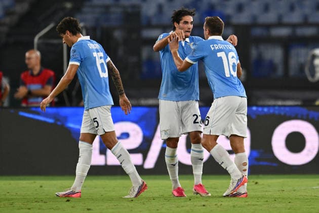 IPA87947435 - Davide Frattesi of S.S. Lazio celebrates after scoring the goal that made the score 1-0 during Matchday 2 of the Serie A Championship between S.S. Lazio and Genoa C.F.C. at the Olympic Stadium on August 30, 2026, in Rome, Italy.  Copyright: xDomenicoxCippitelli IPAxSportx xx 87947435