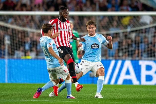 ESP LaLiga EA Sports RC Celta Vigo vs. Athletic Club Bilbao: Inaki Williams of Athletic and Carl Starfelt of Celta during the LaLiga EA Sports match between RC Celta Vigo and Athletic Club Bilbao, played at Abanca Balaidos Stadium in Vigo, Pontevedra, on August 30, 2026, in Spain. Spanish Soccer Copyright: xAgenciaxLOFx