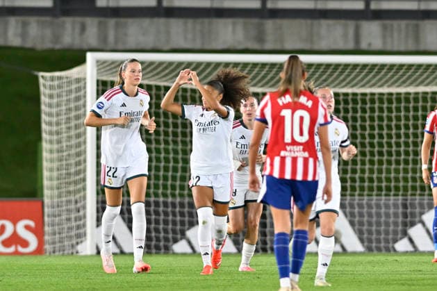 August 30, 2026, Madrid, Madrid, Spain: 12 FELICIA SCHRODER of Real Madrid CF Femenino celebrates a goal during the Spanish Women League, Liga F, football match played between REAL MADRID Vs ATLETICO DE MADRID at Alfredo Di Stefano stadium on August 30, 2027, in Valdebebas, Madrid, Spain. Spanish Women League REAL MADRID Vs ATLETICO DE MADRID (08.30.27) - ZUMAc312 20260830_zsp_c312_131 Copyright: xOscarxManuelxSanchezx
