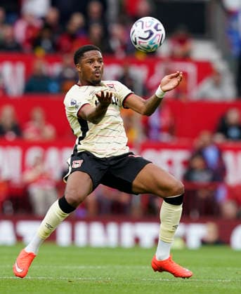 Manchester, England, 30th August 2026. Chuba Akpom of Ipswich Town during the Manchester United, ManU vs Ipswich Town Premier League match at Old Trafford, Manchester. Picture credit should read: Andrew Yates Sportimage EDITORIAL USE ONLY. No use with unauthorised audio, video, data, fixture lists, club league logos or live services. Online in-match use limited to 120 images, no video emulation. No use in betting, games or single club league player publications. SPI_105_AY_Man_Utd_Ipswich SPI-4945-0097