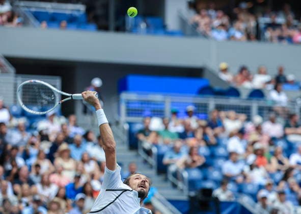 US Open tennis tournament - Day 1 Daniil Medvedev of Russia serves against Hugo Gaston of France during the Men s Singles round one of the US Open Tennis Championships at the USTA Billie Jean King National Tennis Center in Flushing Meadows, New York, USA, 30 August 2026. The 2026 US Open tournament runs from 23 August through 13 September. FLUSHING MEADOWS NEW YORK United States  Copyright: xCRISTOBALxHERRERA-ULASHKEVICHx