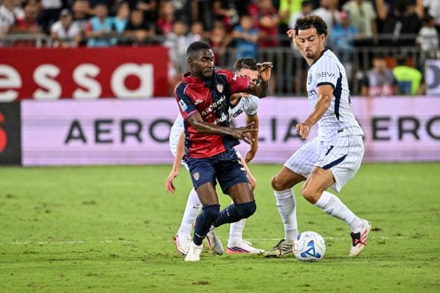 IPA87950285 - Alieu Fadera of Cagliari Calcio during the Cagliari Calcio vs. Inter - FC Internazionale Italian Serie A soccer match in Cagliari, Italy, on August 30, 2026  Copyright: xLuigixCanu IPAxSportx xx 87950285