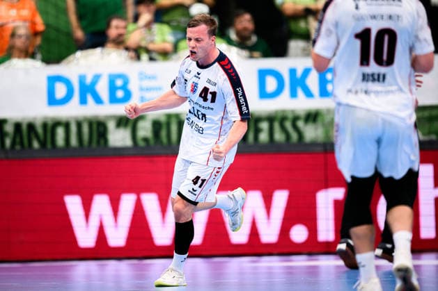 Wetzlar HBL 26 27 HSG Wetzlar SG BBM Bietigheim Till Hermann Bietigheim Celebration Joy Emotion Goal Celebration Goal Scorers Goal Scorer Wetzlar Buderus Arena Germany