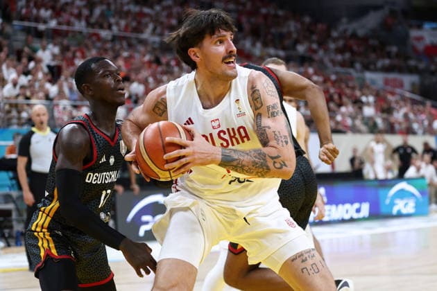 Poland V Germany - FIBA Basketball World Cup European Qualifier Group K Dominik Olejniczak plays during the FIBA Basketball World Cup European Qualifier Group K match between Poland and Germany at Ergo Arena in Gdansk, Poland, on August 30, 2026. Gdansk Poland  Copyright: xPiotrxMatusewiczx originalFilename:matusewicz-polandvg260830_npCkL.jpg