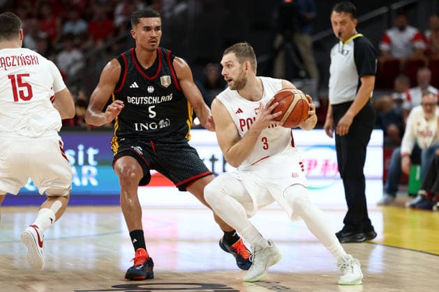 Poland V Germany - FIBA Basketball World Cup European Qualifier Group K Tristan Da Silva and Michal Sokolowski during the FIBA Basketball World Cup European Qualifier Group K match between Poland and Germany at Ergo Arena in Gdansk, Poland, on August 30, 2026. Gdansk Poland  Copyright: xPiotrxMatusewiczx originalFilename:matusewicz-polandvg260830_npT7k.jpg