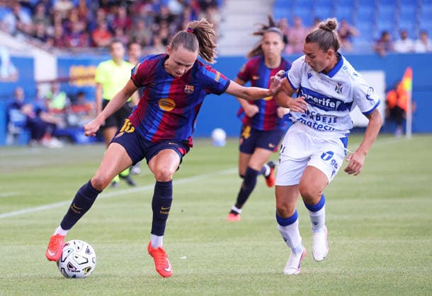 FC Barcelona, Barca v Costa Adeje Tenerife - Liga F Moeve 2026 27 Caroline Graham Hansen and Aithiara Carballo play during the match between FC Barcelona Femeni and Costa Adeje Tenerife, corresponding to the week 1 of the Liga F Moeve 2026-27, played at the Johan Cruyff Stadium, in Barcelona, Spain, on August 30, 2026. Barcelona Barcelona Spain  Copyright: xUrbanandsportx originalFilename:urbanandsport-fcbarcel260830_np7WA.jpg