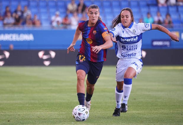 FC Barcelona, Barca v Costa Adeje Tenerife - Liga F Moeve 2026 27 Patri Guijarro and Henar Muina play during the match between FC Barcelona Femeni and Costa Adeje Tenerife, corresponding to the week 1 of the Liga F Moeve 2026-27, played at the Johan Cruyff Stadium, in Barcelona, Spain, on August 30, 2026. Barcelona Barcelona Spain  Copyright: xUrbanandsportx originalFilename:urbanandsport-fcbarcel260830_nprnF.jpg