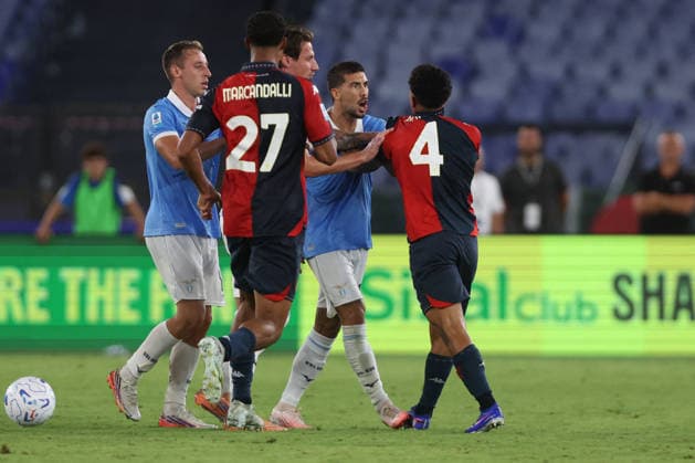 SOCCER - Serie A - SS Lazio vs. Genoa CFC Photo by IPA ABACAPRESS.COM87950693 - Rome, Italy - August 30, 2026: Mattia Zaccagni (forward) of Lazio argues with Amorim (midfielder) of Genoa CFC during the 2026-2027 Italian Serie A – Enilive Championship soccer match between SS Lazio and Genoa CFC at the Olympic Stadium in Rome. Rome Italy  Copyright: xIPAxSport ABACAx