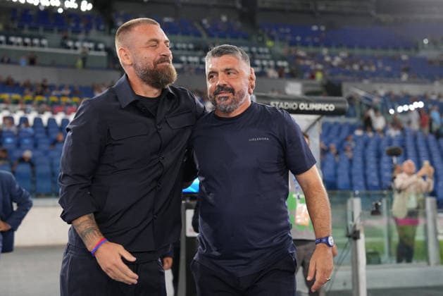 SOCCER - Serie A - SS Lazio vs. Genoa CFC Photo by IPA ABACAPRESS.COM87953439 - Genoa head coach Daniele De Rossi and Lazio head coach Gennaro Gattuso during the 2026–2027 Serie A match between SS Lazio and Genoa CFC at the Olympic Stadium in Rome on August 30, 2026. Rome Italy  Copyright: xIPAxSport ABACAx