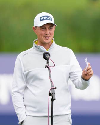 SUTTON COLDFIELD, ENGLAND - AUG 30: Joe Dean (ENG) gives a speech after winning the 2026 Husqvarna British Masters at The Belfry, Sutton Coalfield on August 30, 2026 in Warwickshire, England The 2026 Husqvarna British Masters