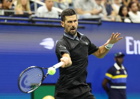 August 30, 2026, New York City, New York, USA: NOVAK DJOKOVIC of Serbia during the match against M. Navone of Argentina in the first round of Grand Slam tournament US Open. New York, USA. New York City USA - ZUMAc278 20260830_zsp_c278_002 Copyright: xMarcinxCholewinskix