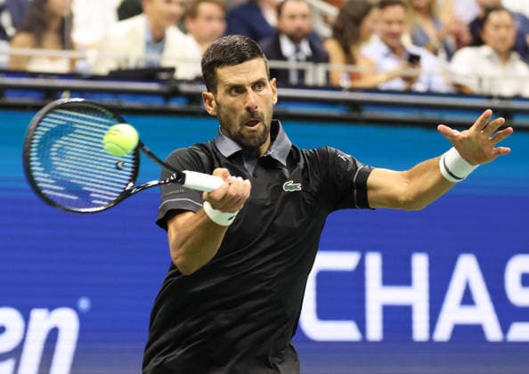 August 30, 2026, New York City, New York, USA: NOVAK DJOKOVIC of Serbia during the match against M. Navone of Argentina in the first round of Grand Slam tournament US Open. New York, USA. Tennis: US Open - Novak Djokovic  - ZUMAc278 20260830_zsp_c278_003 Copyright: xMarcinxCholewinskix