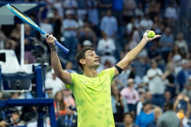 2026 US Open - Day 1 NEW YORK, NEW YORK - AUGUST 30: Mariano Navone of Argentina celebrates winning his match against Novak Djokovic of Serbia during the 2026 US Open - Day 1 at USTA Billie Jean King National Tennis Center on August 30, 2026 in New York, New York. New York USTA Billie Jean King National Tennis Center New York United States Copyright: xSusanxMullane ISIxPhotosx 9746