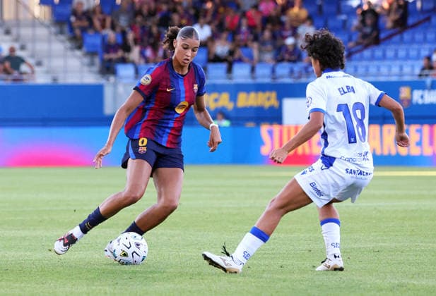 FC Barcelona, Barca v Costa Adeje Tenerife - Liga F Moeve 2026 27 Sydney Schertenleib and Elba Verges play during the match between FC Barcelona Femeni and Costa Adeje Tenerife, corresponding to the week 1 of the Liga F Moeve 2026-27, played at the Johan Cruyff Stadium, in Barcelona, on August 30, 2026. Barcelona Barcelona Spain  Copyright: xUrbanandsportx originalFilename:urbanandsport-fcbarcel260830_npWB0.jpg