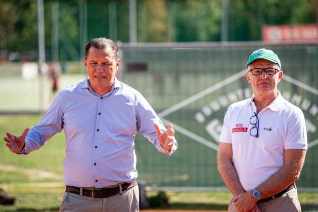 TENNIS - Davis Cup, AUT vs BEL VIENNA,AUSTRIA,31.AUG.26 - TENNIS - ITF Davis Cup, qualification round 2, Austria vs Belgium, preview, press conference, PK, Pressekonferenz OETV. Image shows Johannes Schreiner and managing director Thomas Schweda (OETV).  GEPAxpictures xKevinxHackner
