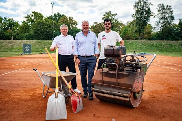 TENNIS - Davis Cup, AUT vs BEL VIENNA,AUSTRIA,31.AUG.26 - TENNIS - ITF Davis Cup, qualification round 2, Austria vs Belgium, preview, press conference, PK, Pressekonferenz OETV. Image shows politician Christian Deutsch, president Richard Grasl and sporting director Juergen Melzer (OETV).  GEPAxpictures xKevinxHackner