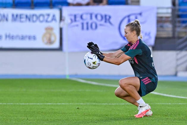 August 30, 2026, Madrid, Madrid, Spain: 1 MERLE FROHMS of Real Madrid CF Femenino during the Spanish Women League, Liga F, football match played between REAL MADRID Vs ATLETICO DE MADRID at Alfredo Di Stefano stadium on August 30, 2027, in Valdebebas, Madrid, Spain. Spanish Women League REAL MADRID Vs ATLETICO DE MADRID (08.30.27) - ZUMAc312 20260830_zsp_c312_280 Copyright: xOscarxManuelxSanchezx