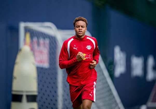 Leipzig s Assan Ouedraogo at training RB Leipzig training August 18, 2026 Leipzig, Red Bull Academy RB Leipzig training