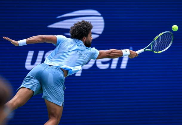 US Open tennis tournament - Day 2 Arthur Fils of France in action against Stefanos Tsitsipas of Greece during the Men s Singles first round tennis match of the US Open Tennis Championships, in Flushing Meadows, New York, USA, 31 August 2026. FLUSHING MEADOWS NEW YORK United States  Copyright: xCRISTOBALxHERRERA-ULASHKEVICHx