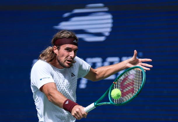 US Open tennis tournament - Day 2 Stefanos Tsitsipas of Greece in action against Arthur Fils of France during the Men s Singles first round tennis match of the US Open Tennis Championships, in Flushing Meadows, New York, USA, 31 August 2026. FLUSHING MEADOWS NEW YORK United States  Copyright: xCRISTOBALxHERRERA-ULASHKEVICHx